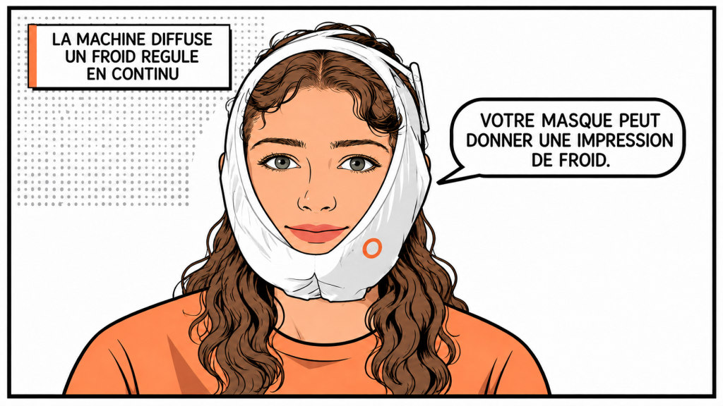 Bandeau réfrigérant à poches de gel remis par le cabinet